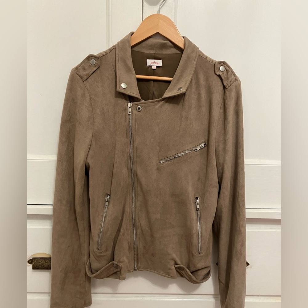 Faux Suede Lined Moto Jacket from Pixley ( StitchFix)  Beige, Large